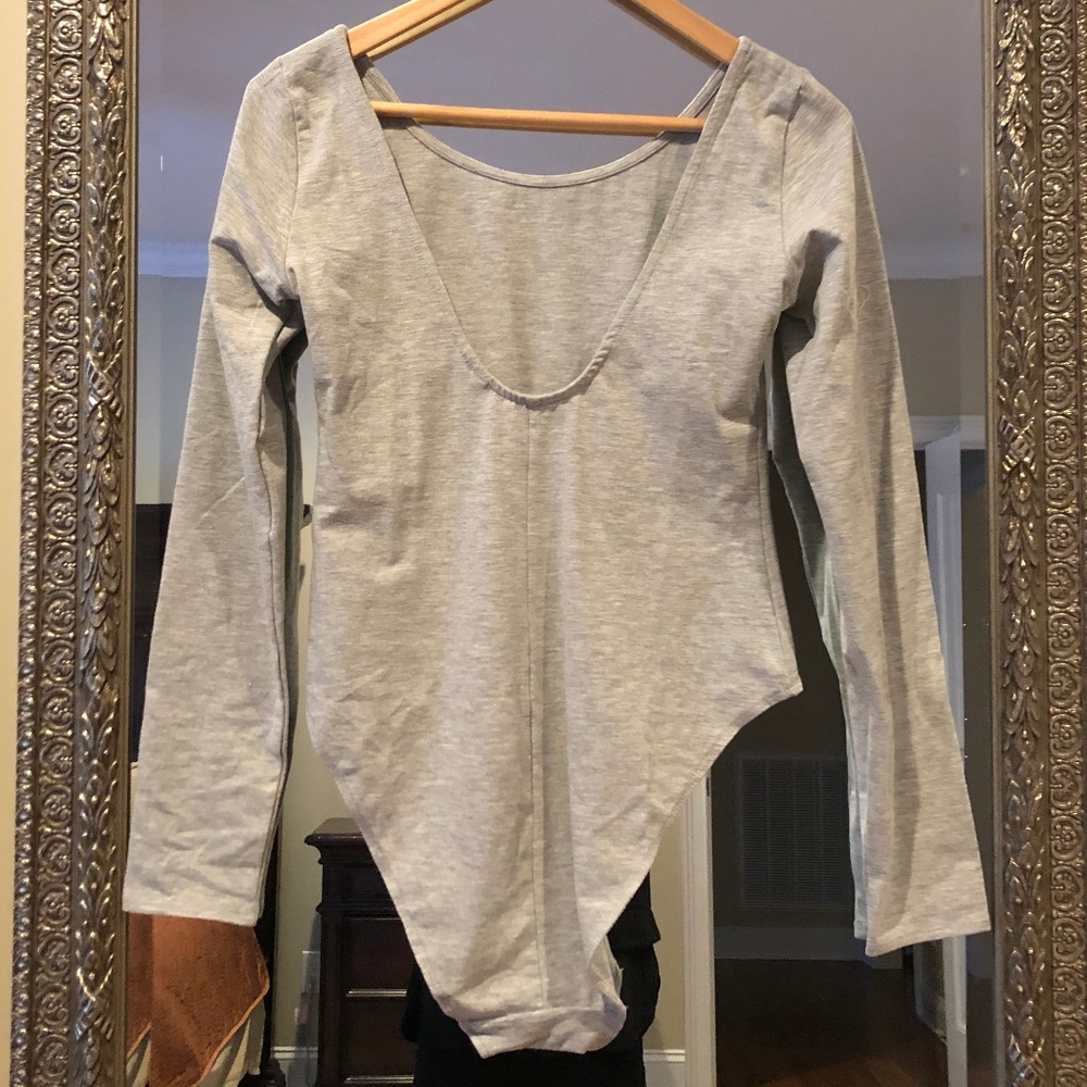 NWT H&M Scoop Back Gray Bodysuit